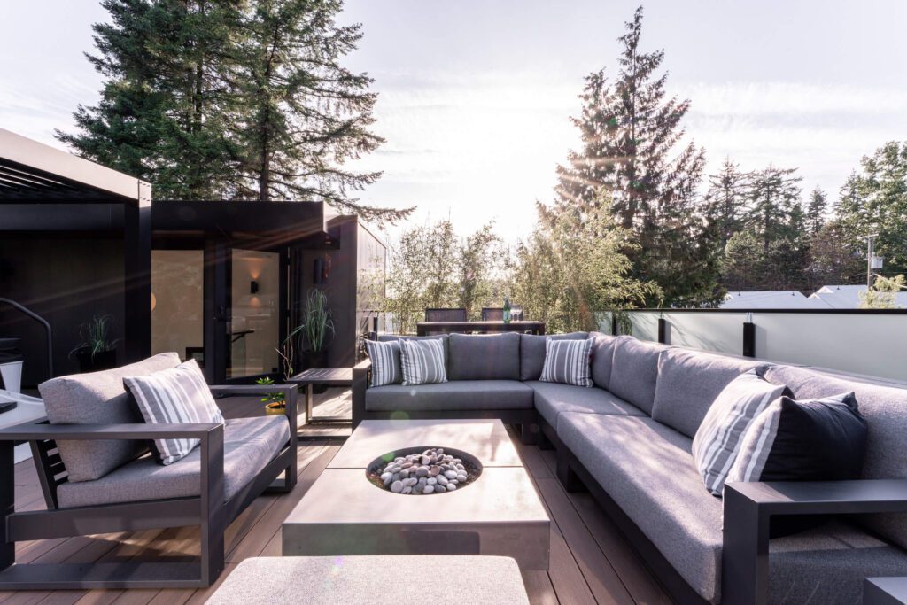 The rooftop deck has sweeping views in all directions.