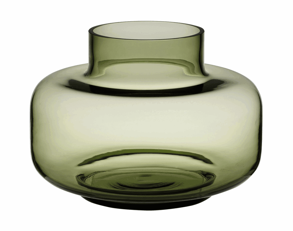 An olive green glass vase