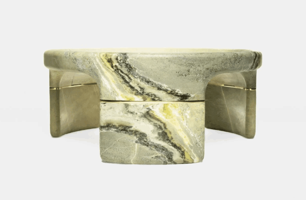 A stunning coffee table in green marble