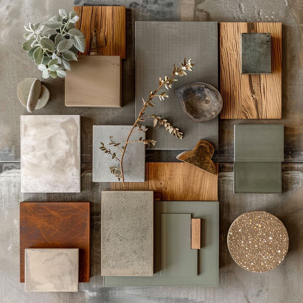 A nature based, wellness inspired material palette for interior design.
